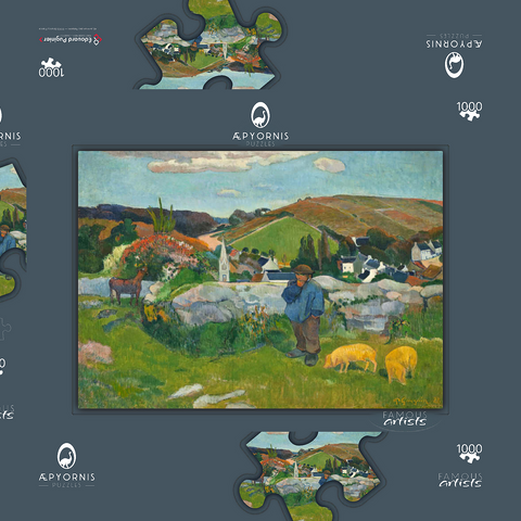 The Swineherd (1888) by Paul Gauguin 1000 Puzzle Schachtel 3D Modell