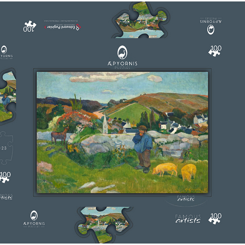 The Swineherd (1888) by Paul Gauguin 100 Puzzle Schachtel 3D Modell