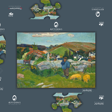 The Swineherd (1888) by Paul Gauguin 500 Puzzle Schachtel 3D Modell