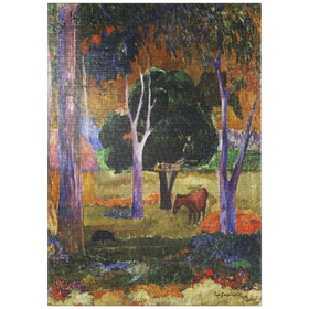 Darstellung des Puzzle-Motivs Paul Gauguin's Landscape with a Pig and a Horse (1903) – Puzzleteile: 1000