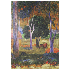 Darstellung des Puzzle Motivs Paul Gauguin's Landscape with a Pig and a Horse (1903) - Puzzleteile: 500