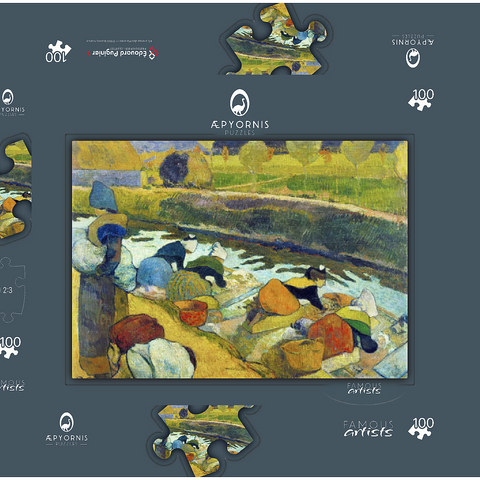 Paul Gauguin's Washerwomen (1888) 100 Puzzle Schachtel 3D Modell