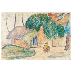 Darstellung des Puzzle Motivs Tahitian Hut (ca. 1891-1893) by Paul Gauguin - Puzzleteile: 1000