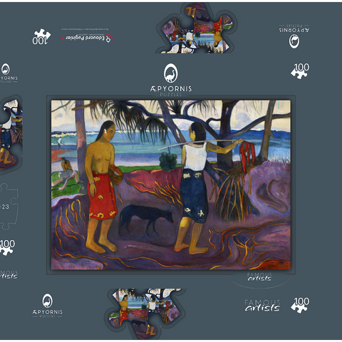 Paul Gauguin's I Raro Te Oviri (Under the Pandanus) (1891) 100 Puzzle Schachtel 3D Modell