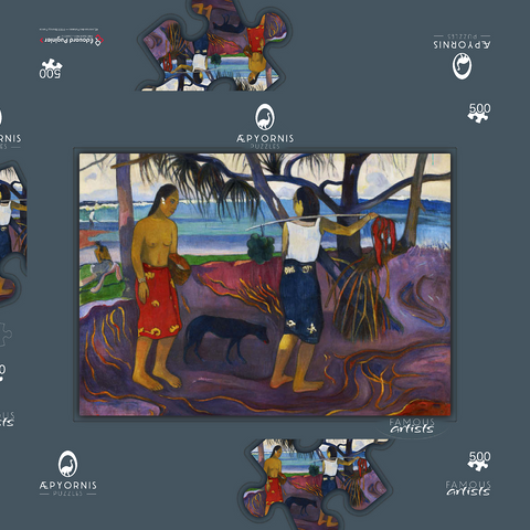 Paul Gauguin's I Raro Te Oviri (Under the Pandanus) (1891) 500 Puzzle Schachtel 3D Modell