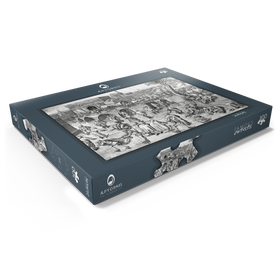 Darstellung des Puzzle Motivs Ice Skating before the Gate of Saint George, Antwerp, 1558, by Pieter Bruegel the Elder - Puzzleteile: 100