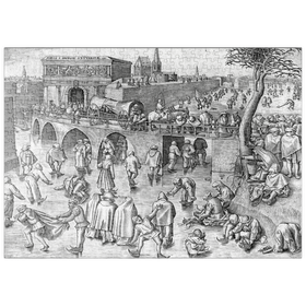 Darstellung des Puzzle Motivs Ice Skating before the Gate of Saint George, Antwerp, 1558, by Pieter Bruegel the Elder - Puzzleteile: 500