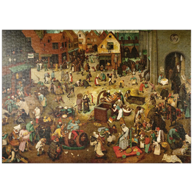 Darstellung des Puzzle Motivs The Fight between Carnival and Lent, 1559, by Pieter Bruegel the Elder - Puzzleteile: 1000