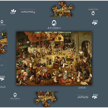The Fight between Carnival and Lent, 1559, by Pieter Bruegel the Elder 100 Puzzle Schachtel 3D Modell