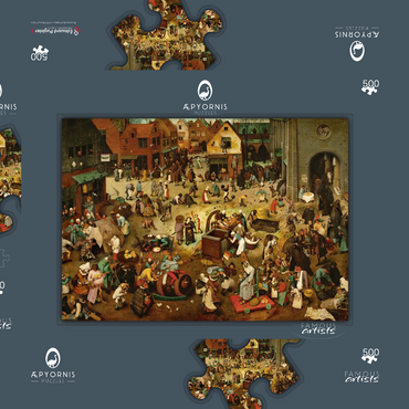 The Fight between Carnival and Lent, 1559, by Pieter Bruegel the Elder 500 Puzzle Schachtel 3D Modell