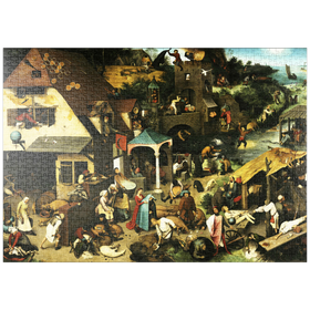 Darstellung des Puzzle-Motivs Netherlandish Proverbs, 1559, by Pieter Bruegel the Elder – Puzzleteile: 1000