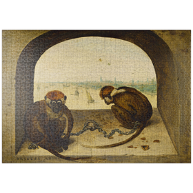 Darstellung des Puzzle-Motivs Two Monkeys, 1562, by Pieter Bruegel the Elder – Puzzleteile: 1000
