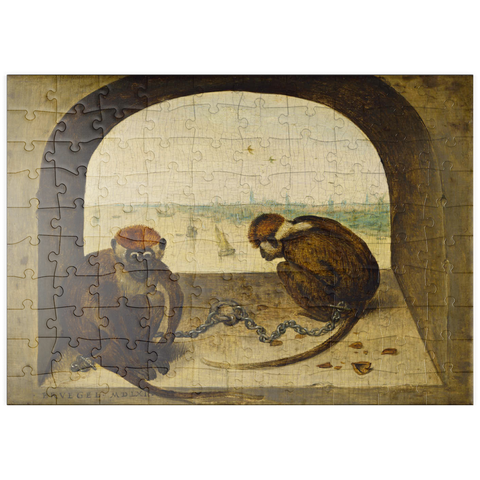 puzzleplate Two Monkeys, 1562, by Pieter Bruegel the Elder 100 Puzzle
