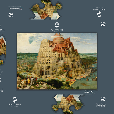 The Tower of Babel, 1563, by Pieter Bruegel the Elder 500 Puzzle Schachtel 3D Modell