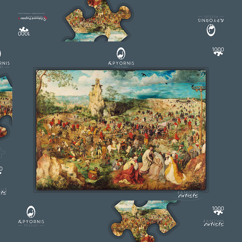 The Procession to Calvary, 1564, by Pieter Bruegel the Elder 1000 Puzzle Schachtel 3D Modell