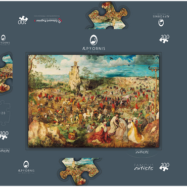 The Procession to Calvary, 1564, by Pieter Bruegel the Elder 100 Puzzle Schachtel 3D Modell