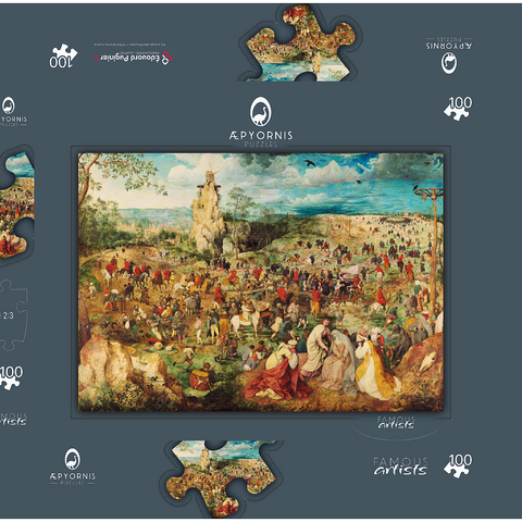 The Procession to Calvary, 1564, by Pieter Bruegel the Elder 100 Puzzle Schachtel 3D Modell