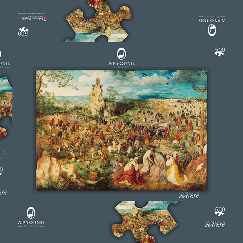 The Procession to Calvary, 1564, by Pieter Bruegel the Elder 500 Puzzle Schachtel 3D Modell