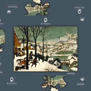Hunters in the Snow, 1565, by Pieter Bruegel the Elder 500 Puzzle Schachtel 3D Modell