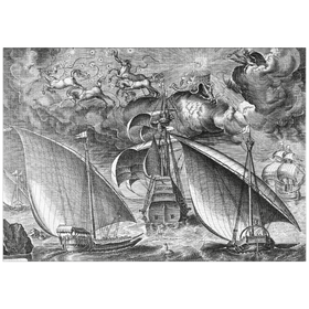 Darstellung des Puzzle-Motivs Man of War between two Galleys, 1565, by Pieter Bruegel the Elder – Puzzleteile: 1000