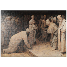 Darstellung des Puzzle-Motivs Christ and the Woman taken in Adultery, 1565, by Pieter Bruegel the Elder – Puzzleteile: 1000
