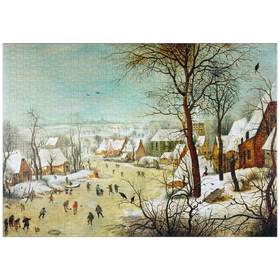 Darstellung des Puzzle-Motivs Winter Landscape with Skaters and a Bird Trap, 1565, by Pieter Bruegel the Elder – Puzzleteile: 1000