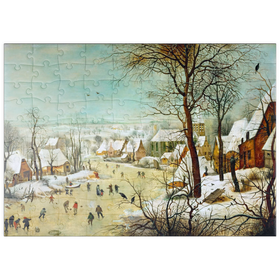 Darstellung des Puzzle-Motivs Winter Landscape with Skaters and a Bird Trap, 1565, by Pieter Bruegel the Elder – Puzzleteile: 100