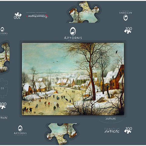 Winter Landscape with Skaters and a Bird Trap, 1565, by Pieter Bruegel the Elder 100 Puzzle Schachtel 3D Modell