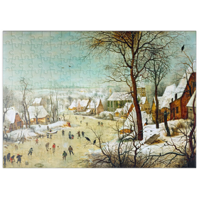 Darstellung des Puzzle-Motivs Winter Landscape with Skaters and a Bird Trap, 1565, by Pieter Bruegel the Elder – Puzzleteile: 200