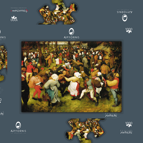 The Wedding Dance in the open air, 1566, by Pieter Bruegel the Elder 1000 Puzzle Schachtel 3D Modell