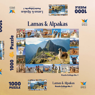 Lamas und Alpakas - Collage No. 1 1000 Puzzle Schachtel 3D Modell