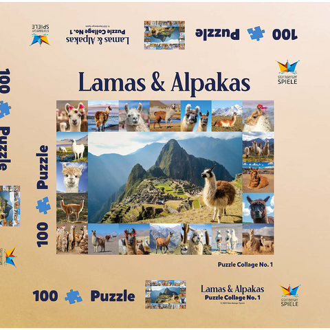 Lamas und Alpakas - Collage No. 1 100 Puzzle Schachtel 3D Modell