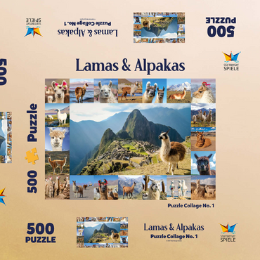 Lamas und Alpakas - Collage No. 1 500 Puzzle Schachtel 3D Modell