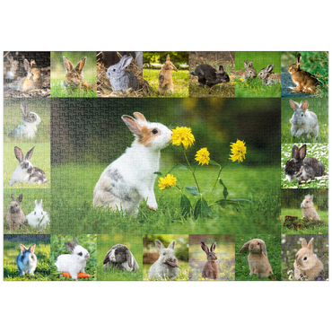 puzzleplate Bunnies & Flowers - Collage No. 1 1000 Puzzle