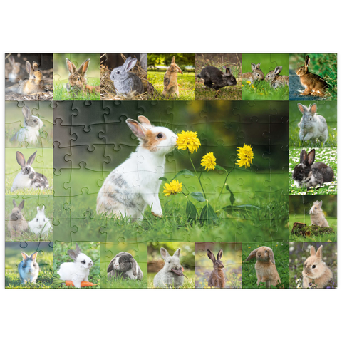 puzzleplate Bunnies & Flowers - Collage No. 1 100 Puzzle