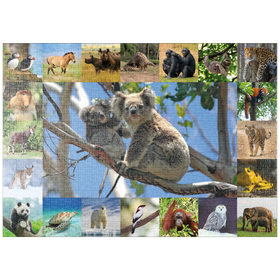 Darstellung des Puzzle-Motivs Einzigartig - Bedrohte Tierarten - Collage No. 1 – Puzzleteile: 1000
