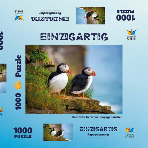 Bedrohte Tierarten - Papageitaucher 1000 Puzzle Schachtel 3D Modell