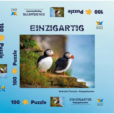 Bedrohte Tierarten - Papageitaucher 100 Puzzle Schachtel 3D Modell