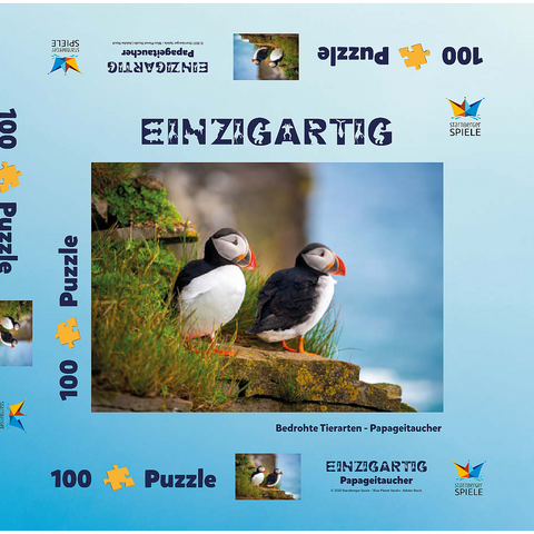 Bedrohte Tierarten - Papageitaucher 100 Puzzle Schachtel 3D Modell