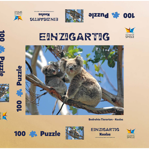 Bedrohte Tierarten - Koalas 100 Puzzle Schachtel 3D Modell