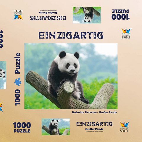 Bedrohte Tierarten - Großer Panda 1000 Puzzle Schachtel 3D Modell