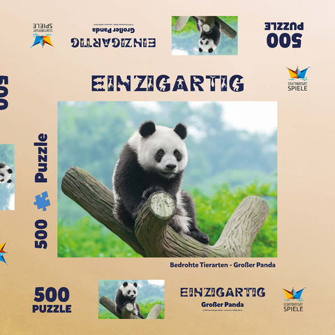 Bedrohte Tierarten - Großer Panda 500 Puzzle Schachtel 3D Modell
