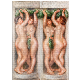Darstellung des Puzzle-Motivs Caryatids (Cariatides). Also called Deux baigneuses (1910) by Pierre-Auguste Renoir – Puzzleteile: 1000