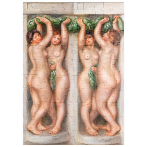 puzzleplate Caryatids (Cariatides). Also called Deux baigneuses (panneau décoratif) (1910) by Pierre-Auguste Renoir 100 Puzzle