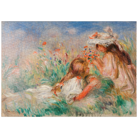 Darstellung des Puzzle-Motivs Girls in the Grass Arranging a Bouquet (1890) by Pierre-Auguste Renoir – Puzzleteile: 1000