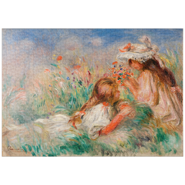 puzzleplate Girls in the Grass Arranging a Bouquet (Fillette couchée sur l'herbe et jeune fille arrangeant un bouquet) (1890) by Pierre-Auguste Renoir 1000 Puzzle