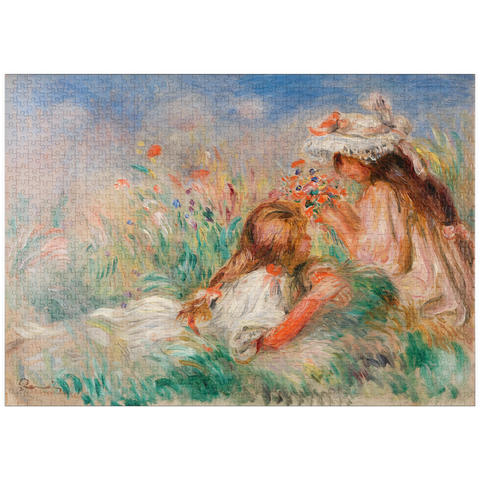 puzzleplate Girls in the Grass Arranging a Bouquet (Fillette couchée sur l'herbe et jeune fille arrangeant un bouquet) (1890) by Pierre-Auguste Renoir 1000 Puzzle