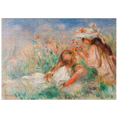 puzzleplate Girls in the Grass Arranging a Bouquet (Fillette couchée sur l'herbe et jeune fille arrangeant un bouquet) (1890) by Pierre-Auguste Renoir 500 Puzzle