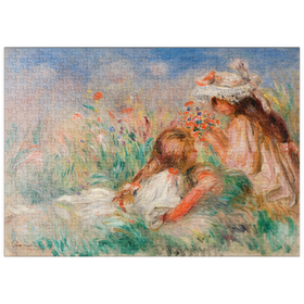 Darstellung des Puzzle Motivs Girls in the Grass Arranging a Bouquet (1890) by Pierre-Auguste Renoir - Puzzleteile: 500