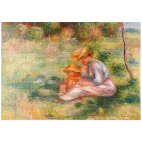 Darstellung des Puzzle-Motivs Woman and Child in the Grass (Femme avec enfant sur l'herbe) (1898) by Pierre-Auguste Renoir – Puzzleteile: 1000